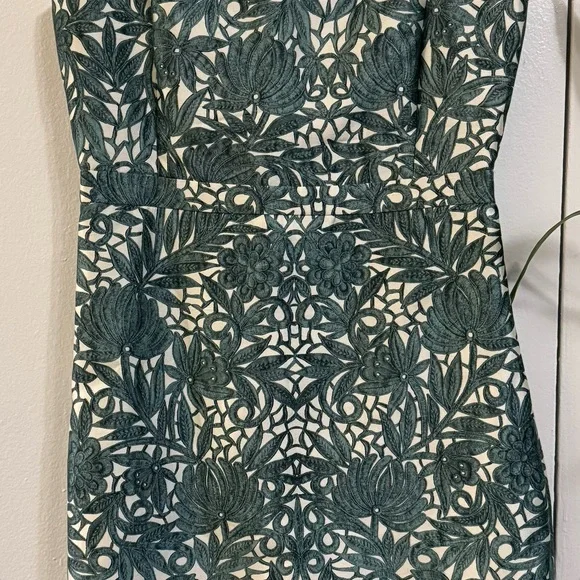 j crew green floral dress J Crew Green Floral Dress Size XS